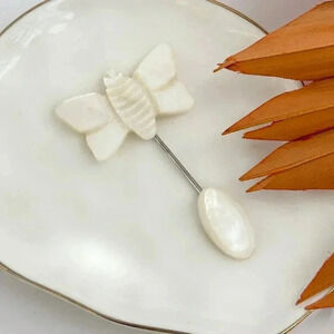 Vintage Butterfly White Stick Pin